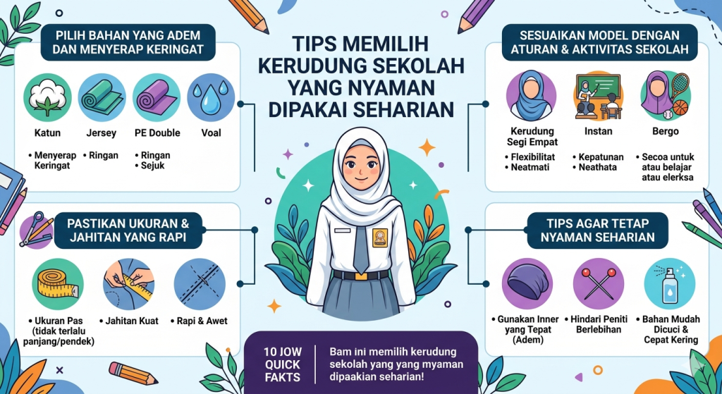 8 Tips Memilih Kerudung Sekolah yang Nyaman Dipakai Seharian 1 Tips memilih kerudung sekolah yang nyaman