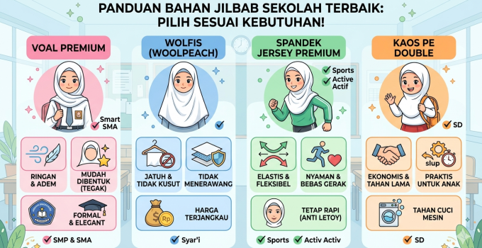 bahan jilbab sekolah terbaik untuk seragam