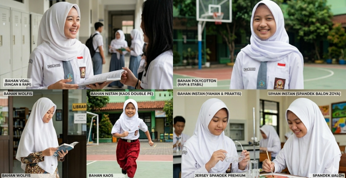 contoh bahan hijab sekolah