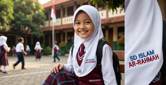 Harga Konveksi Hijab Sekolah Custom Bordir Logo Terbaru