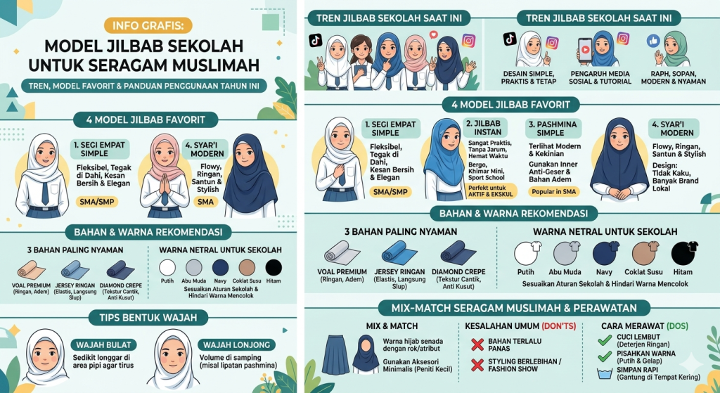 Model Jilbab Sekolah Terbaru untuk Seragam Muslimah 1 model jilbab sekolah