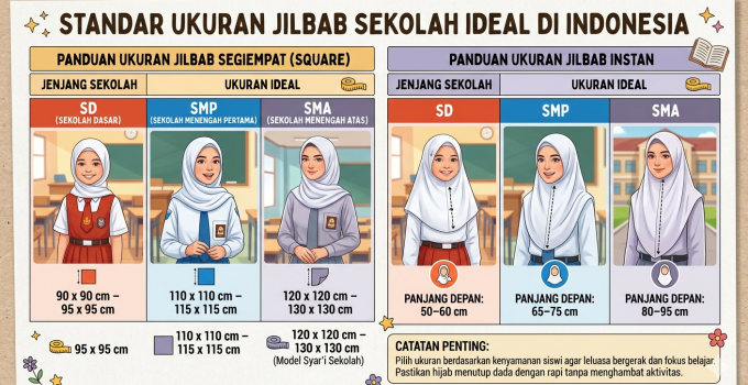 ukuran jilbab sekolah sd smp sma yang ideal